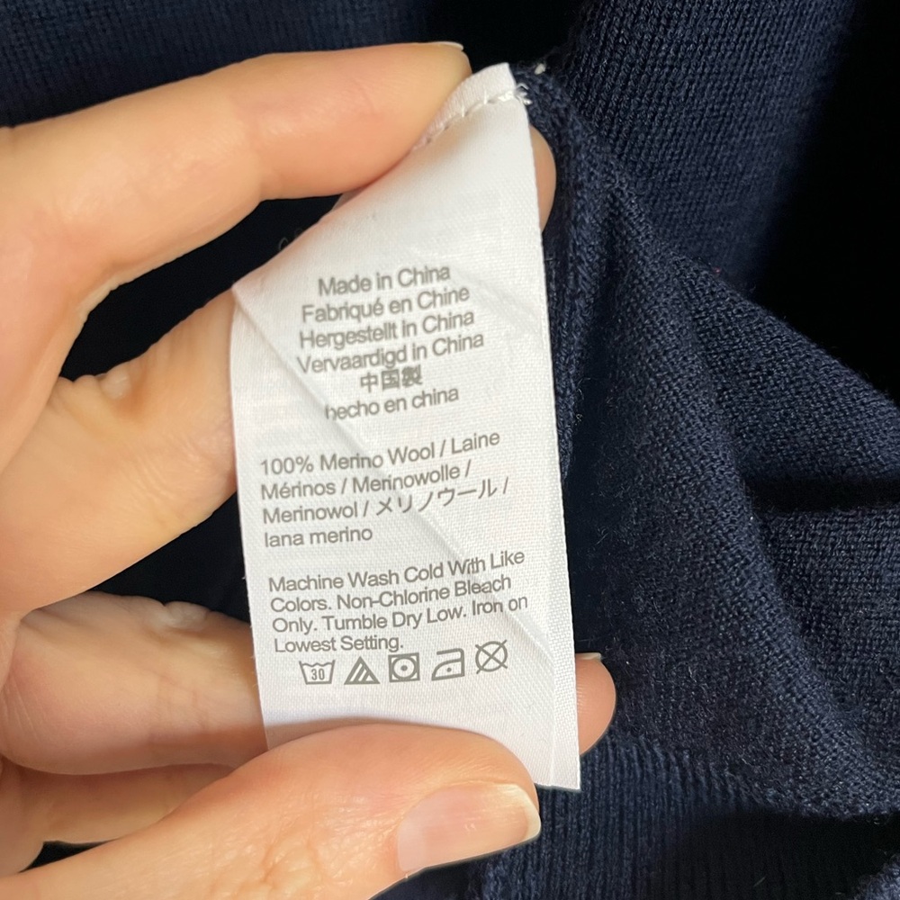 J. Crew Halle Crewneck 100% Merino Wool Sweater Navy Blue Size XL - Picture 5 of 8